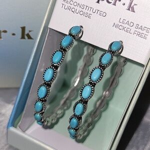PIper K Turquoise Stone Hoop Earrings BNIB tL